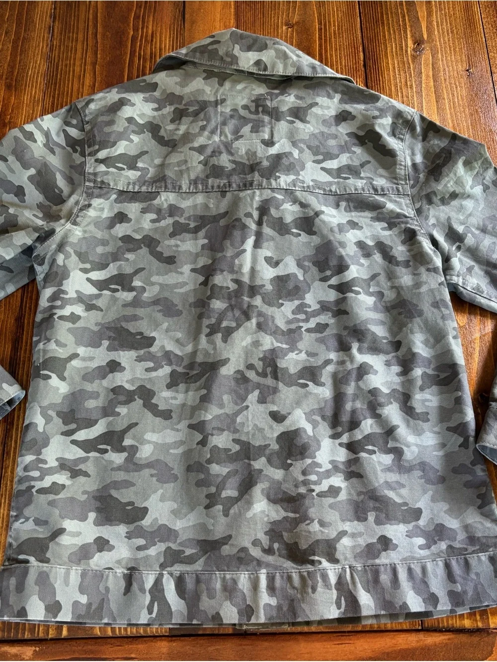 Cat & Jack Girls Gray Camo Utility Jacket Snap Front Cotton Stretch Size S 6/7